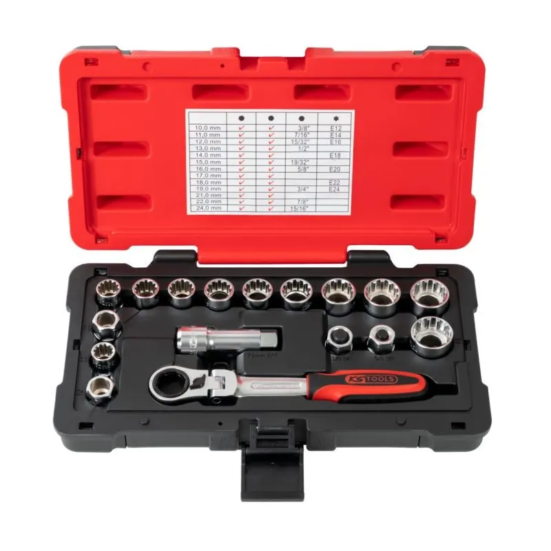 Coffret de douilles traversantes TRIPLEplus® 3/8" - 1/2" - 10 à 24 mm KSTOOLS 922.4040 | 922.4040 Coffret de douilles traversantes TRIPLEplus® 3/8" - 1/2" - 10 à 24 mm KSTOOLS 922.4040 | 922.4040