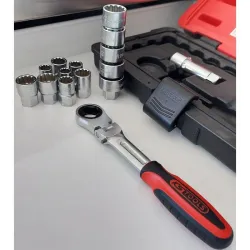 Coffret de douilles traversantes TRIPLEplus® 3/8" - 1/2" - 10 à 24 mm KSTOOLS 922.4040 | 922.4040