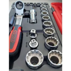 Coffret de douilles traversantes TRIPLEplus® 3/8" - 1/2" - 10 à 24 mm KSTOOLS 922.4040 | 922.4040