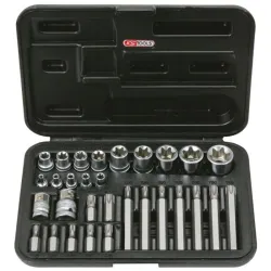 Coffret TORX® percé . 1/4" - 3/8" - 1/2" - E4 à E24 - T20 à T55 - 30 pcs KSTOOLS 922.4301 | 922.4301