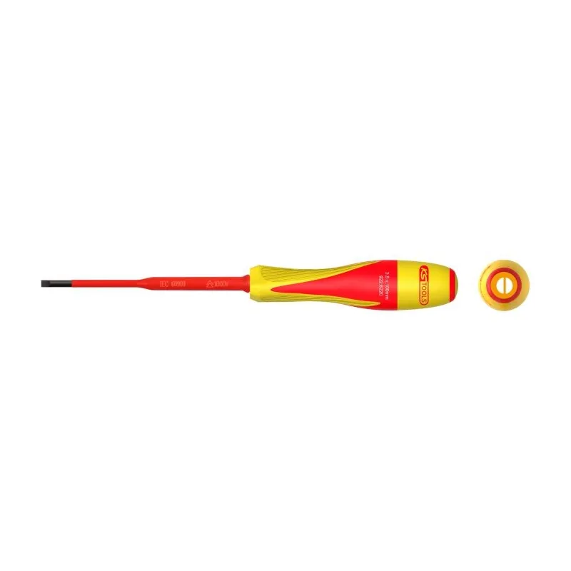Tournevis fente bi-matière isolé 1000V - 3 .5 x 100mm pour borniers électriques KSTOOLS 922.6220 | 922.6220 Tournevis fente bi-matière isolé 1000V - 3 .5 x 100mm pour borniers électriques KSTOOLS 922.6220 | 922.6220