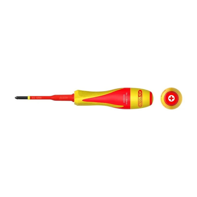 Tournevis PHILLIPS® bi-matière isolé 1000V . PH1 pour borniers électriques KSTOOLS 922.6224 | 922.6224 Tournevis PHILLIPS® bi-matière isolé 1000V . PH1 pour borniers électriques KSTOOLS 922.6224 | 922.6224
