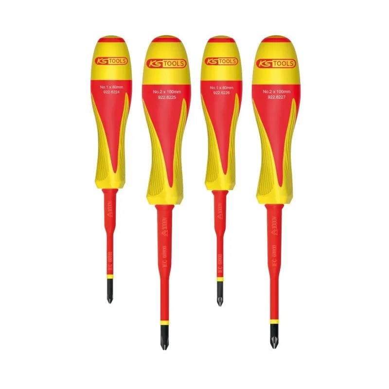 Jeux de tournevis bi-matière isolés 1000V pour borniers électriques . 4pcs KSTOOLS 922.6228 | 922.6228 Jeux de tournevis bi-matière isolés 1000V pour borniers électriques . 4pcs KSTOOLS 922.6228 | 922.6228