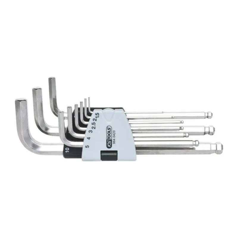 Jeu de 9 clés mâles longues INOX 6 pans à tête sphérique KSTOOLS 964.0420 | 964.0420 Jeu de 9 clés mâles longues INOX 6 pans à tête sphérique KSTOOLS 964.0420 | 964.0420