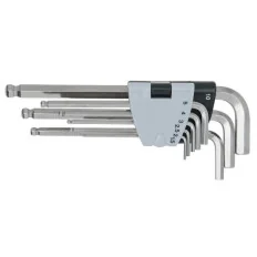 Jeu de 9 clés mâles longues INOX 6 pans à tête sphérique KSTOOLS 964.0420 | 964.0420