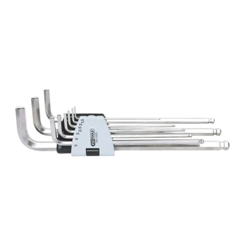 Jeu de 9 clés mâles INOX 6 pans à tête sphérique . extra-longues KSTOOLS 964.0520 | 964.0520 Jeu de 9 clés mâles INOX 6 pans à tête sphérique . extra-longues KSTOOLS 964.0520 | 964.0520