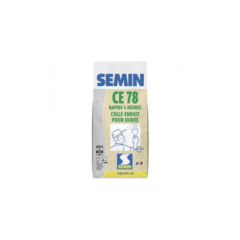 Enduit pour joints CE 78, prise rapide 4h, sac 5 kg - SEMIN | A06330