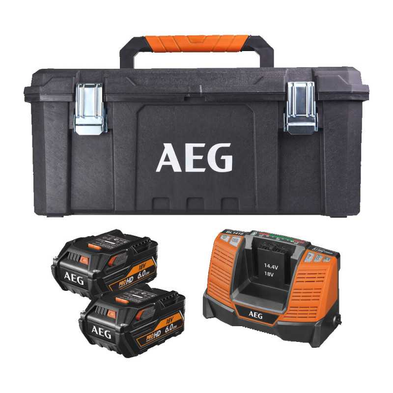 Pack chargeur + 2 batteries 18 V 6,0 Ah HIGH DEMAND SETLL1860BLTB AEG POWERTOOLS