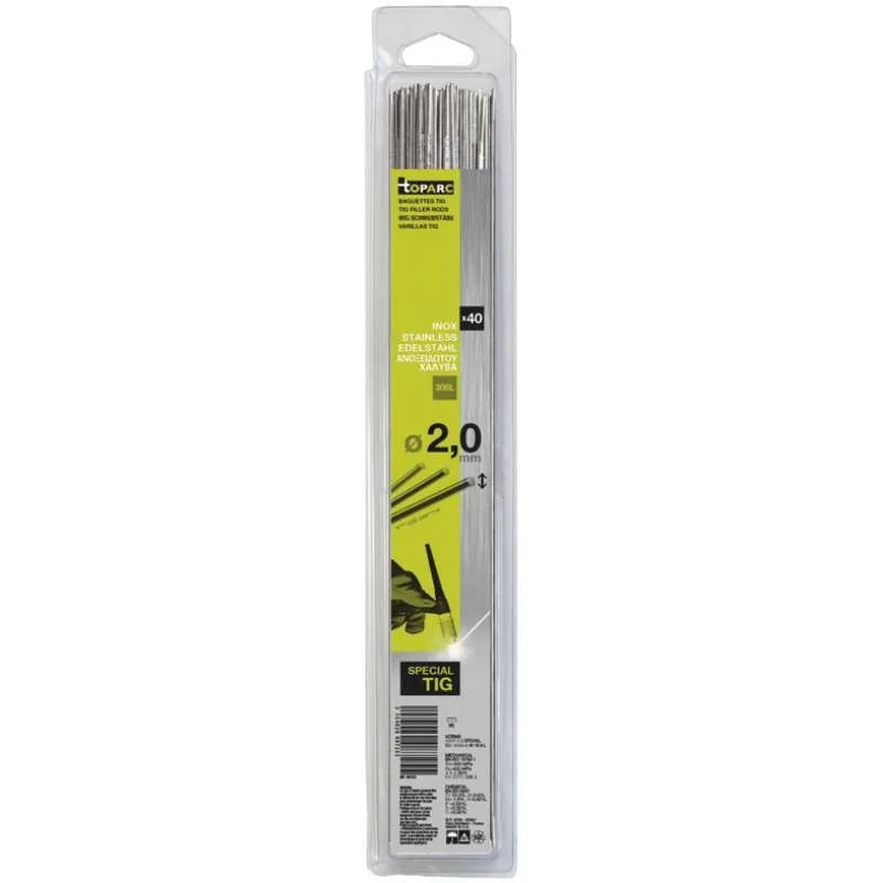 40 Baguettes TIG inox 308L (0,33 m) Ø 2,0 mm - Blister | TOPARC | GYS087255