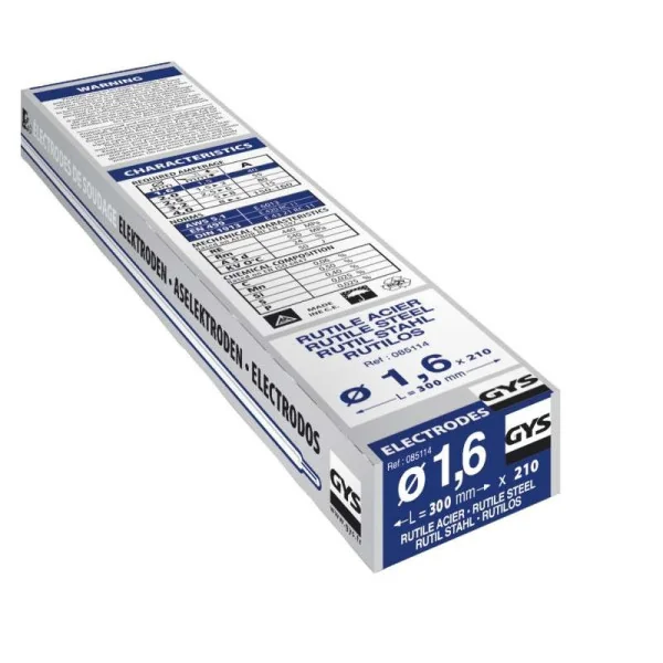 210 Électrodes enrobées rutiles E6013 Ø 1,6 mm - Demi-étui | GYS | GYS085114 210 Électrodes enrobées rutiles E6013 Ø 1,6 mm - Demi-étui | GYS | GYS085114