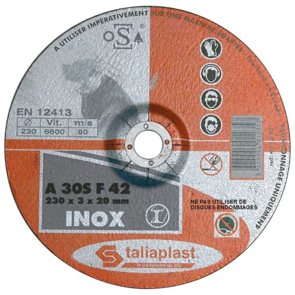 DISQUE ABRASIF P/INOX D.125 Taliaplast 401233 | 401233 DISQUE ABRASIF P/INOX D.125 Taliaplast 401233 | 401233