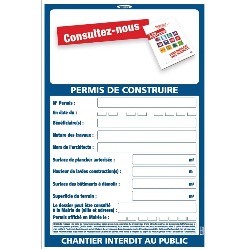 PERMIS CONSTR. 1200X800 MM Taliaplast 570101 | 570101 PERMIS CONSTR. 1200X800 MM Taliaplast 570101 | 570101