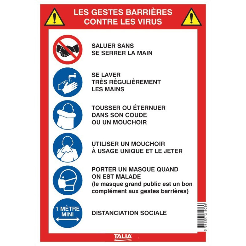 LES 5 GESTES BARRIERES NORMASI Taliaplast 621903