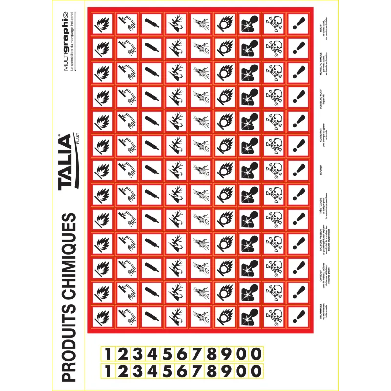 PLANCHE PICTO PRODUITS DANGER Taliaplast 728304 | 728304 PLANCHE PICTO PRODUITS DANGER Taliaplast 728304 | 728304