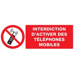 Panneau INTERDICTION D'ACTIVER DES TEL Taliaplast 626233 | 626233