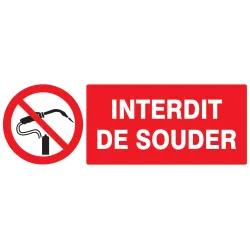 Panneau INTERDIT DE SOUDER 330X120 NOR Taliaplast 626232 | 626232
