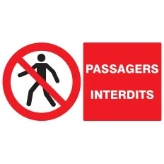Panneau PASSAGERS INTERDITS 330x200 NO Taliaplast 621202 | 621202