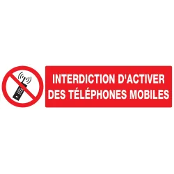 Panneau INTERDICTION D'ACTIVER DES TEL Taliaplast 720233 | 720233