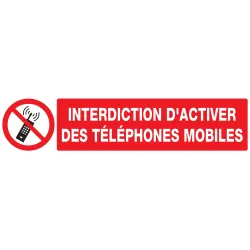 Panneau INTERDICTION D'ACTIVER DES TEL Taliaplast 725233 | 725233
