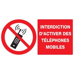Panneau INTERDICTION D'ACTIVER DES TEL Taliaplast 721233 | 721233