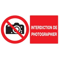Panneau INTERDICTION DE PHOTOGRAPHIER Taliaplast 721231 | 721231