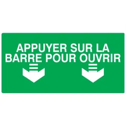 Panneau APPUYER SUR LA BARRE POUR OUVR Taliaplast 721421 | 721421