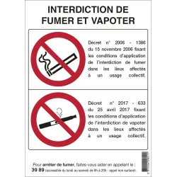 Panneau INTERDICTION DE FUMER/VAPOTER Taliaplast 629011 | 629011