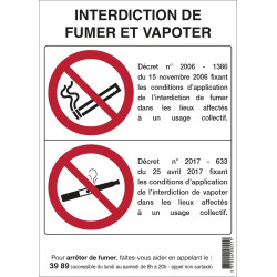 Panneau INTERDICTION DE FUMER/VAPOTER Taliaplast 729012 | 729012