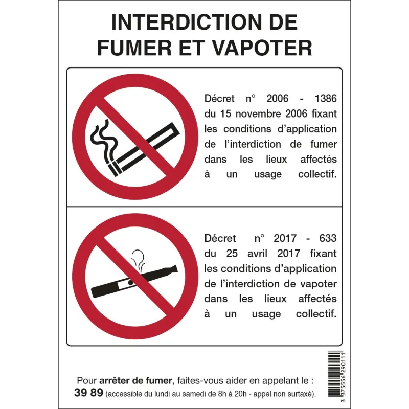 Panneau INTERDICTION DE FUMER/VAPOTER Taliaplast 729012 | 729012 Panneau INTERDICTION DE FUMER/VAPOTER Taliaplast 729012 | 729012
