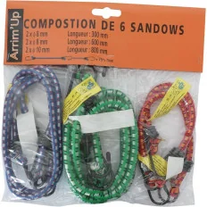 6 Tendeurs élastique 8 mm 0,3/0,6/0,8m avec crochets | 18368