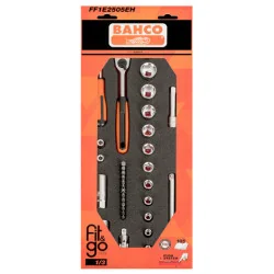 BAHCO Module mousse Fit&Go 1/3, douilles 1/4" & 3/8" - 34 Pcs emballage individuel FF1E2505EH | BAHFF1E2505EH