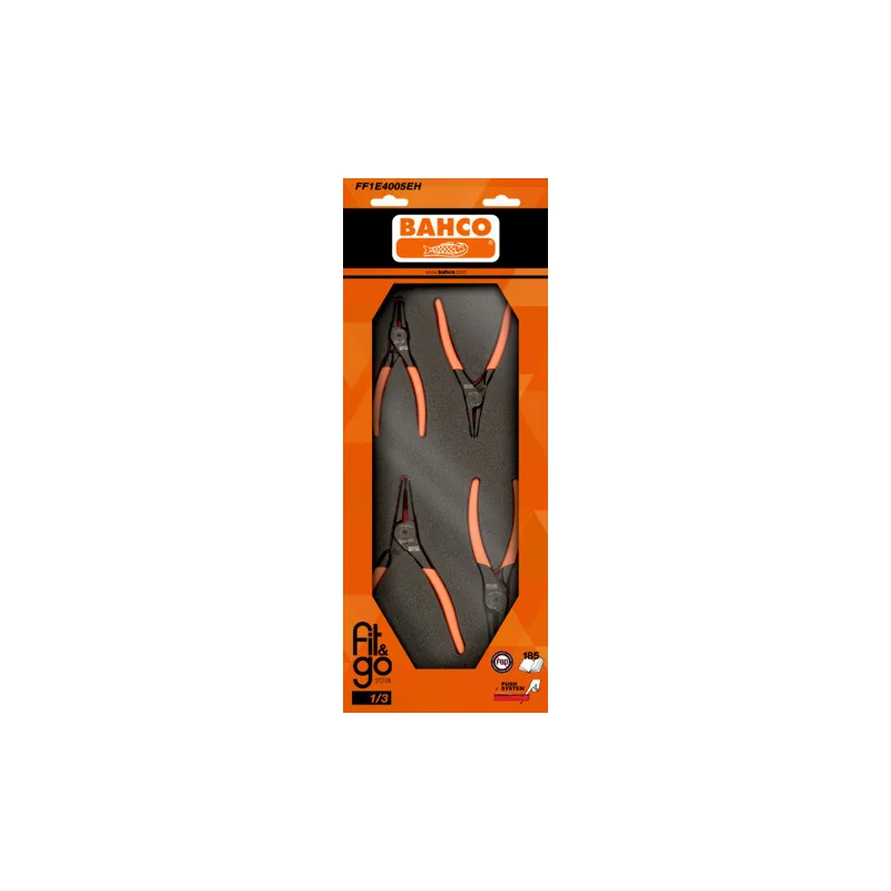 BAHCO Module mousse Fit&Go 1/3, pinces circlips - 4 Pcs emballage individuel FF1E4005EH | BAHFF1E4005EH