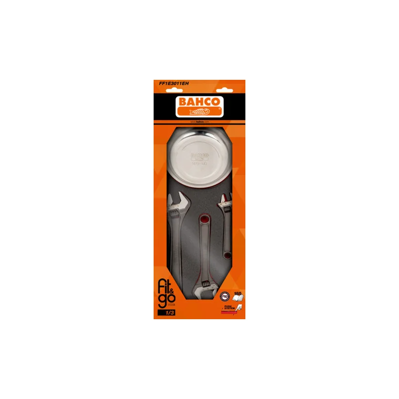 BAHCO Module mousse Fit&Go 1/3, coupelle magnétique & clé à molettes - 4 Pcs emballage individuel FF1E3011EH | BAHFF1E3011EH