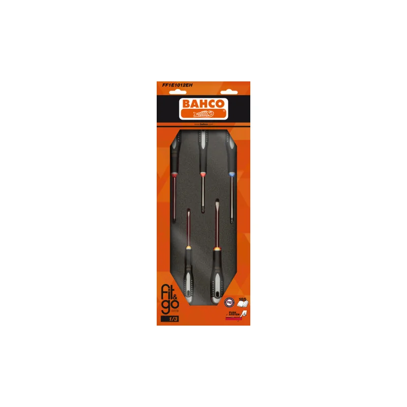 BAHCO Module mousse Fit&Go 1/3, tournevis ERGO™ - 6 Pcs emballage individuel FF1E1012EH | BAHFF1E1012EH