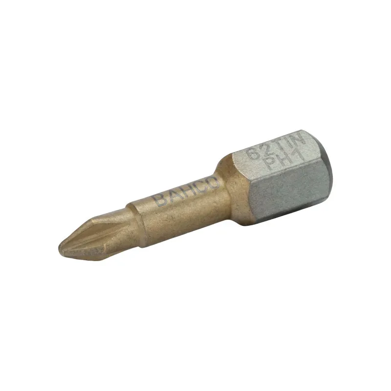BAHCO Embout à torsion en titane 1/4" pour vis Phillips PH1, 25 mm - 10 pcs/boîte plastique 62TIN/PH1 | BAH62TIN/PH1 BAHCO Embout à torsion en titane 1/4" pour vis Phillips PH1, 25 mm - 10 pcs/boîte plastique 62TIN/PH1 | BAH62TIN/PH1
