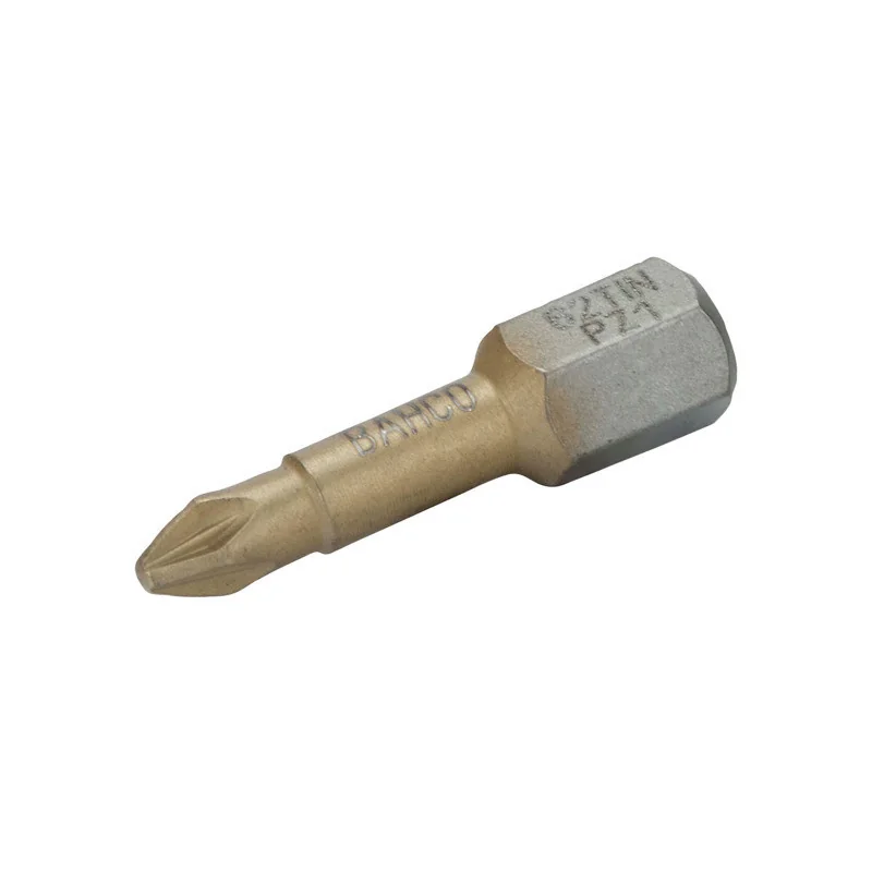 BAHCO Embout à torsion en titane 1/4" pour vis Pozidriv PZ1, 25 mm - 10 pcs/boîte plastique 62TIN/PZ1 | BAH62TIN/PZ1