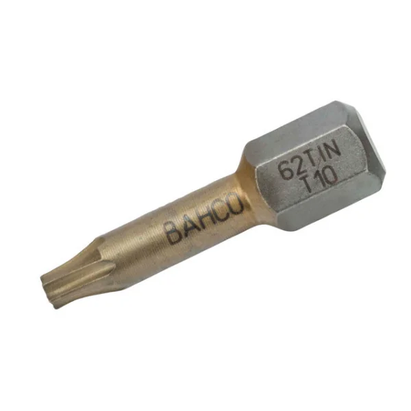 BAHCO Embout à torsion en titane 1/4" pour vis TORX® T15, 25 mm - 10 pcs/boîte plastique 62TIN/T15 | BAH62TIN/T15 BAHCO Embout à torsion en titane 1/4" pour vis TORX® T15, 25 mm - 10 pcs/boîte plastique 62TIN/T15 | BAH62TIN/T15