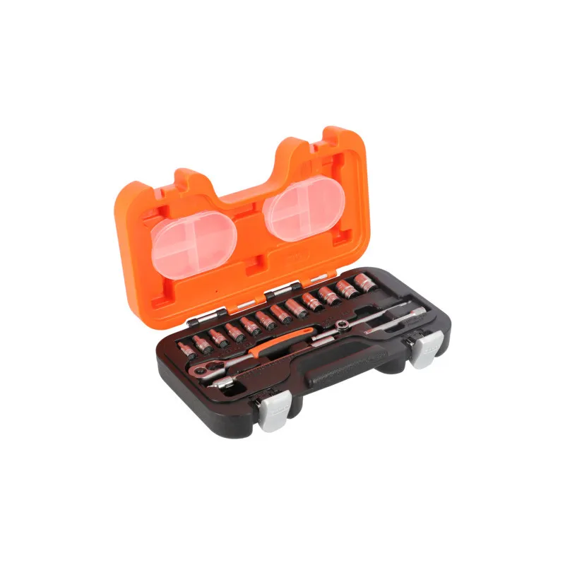 BAHCO Jeu de douilles 6 pans 1/4", dimensions métriques, et cliquet - 16 pcs/coffret S160 | BAHS160 BAHCO Jeu de douilles 6 pans 1/4", dimensions métriques, et cliquet - 16 pcs/coffret S160 | BAHS160
