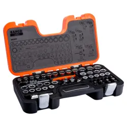 BAHCO Jeu de douilles à lame traversant avec cliquet à tête articulée/adaptateurs - 53 pcs/coffret S530T | BAHS530T