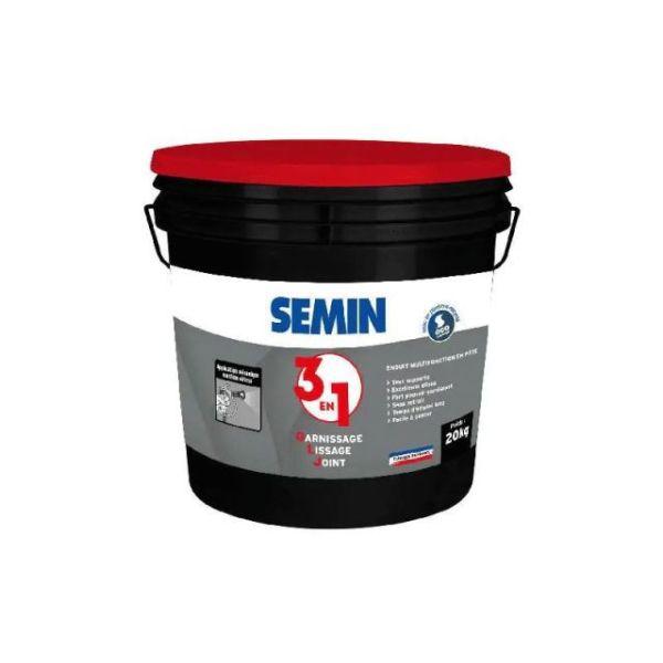 SEMIN 3 EN 1 Garnissage, Lissage et Joint SEAU Rouge 20 KG A12959