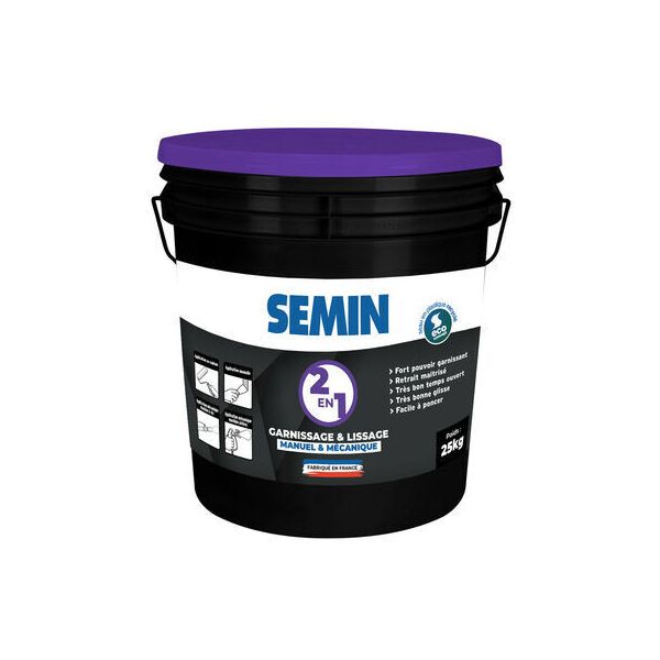 SEMIN ENDUIT 2 EN 1 GARNISSAGE ET LISSAGE (seau ROSE) 25kg A11031