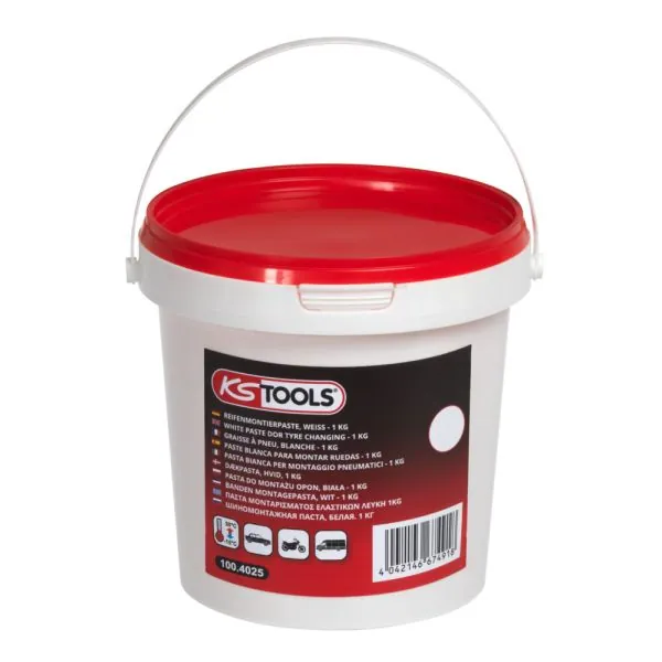 Seau de graisse à pneu blanche . 1Kg | Outillage maçon | Ekibat