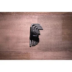 Jeu de 9 clés mâles TORX® percé courtes | Vis bois | Ekibat