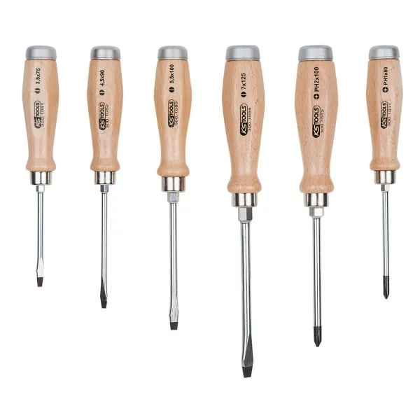 Jeu de 6 tournevis ERGOTORQUE® BOISmax à lame | Vis bois | Ekibat