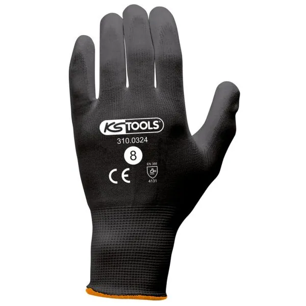 Gants microfibres noirs . T.8 . 12 paires | Vis bois | Ekibat