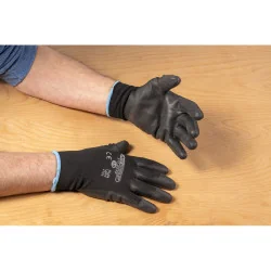 Gants microfibres noirs . T.10 . 12 paires | Gants de protection | Eki