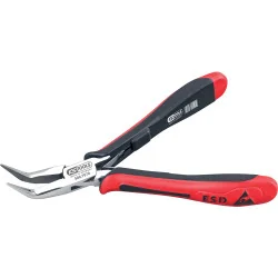 Pince électronique à bec coudé demi-rond lisse . | Pinces & Tenailles