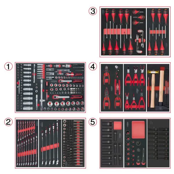 Composition d'outils 5 tiroirs pour servante . 384 | Rangement atelier