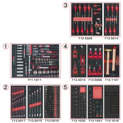 Composition d'outils 5 tiroirs pour servante . 384 | Rangement atelier