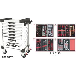 Servante ULTIMATE blanche 7 tiroirs équipée de 173 | Rangement atelier